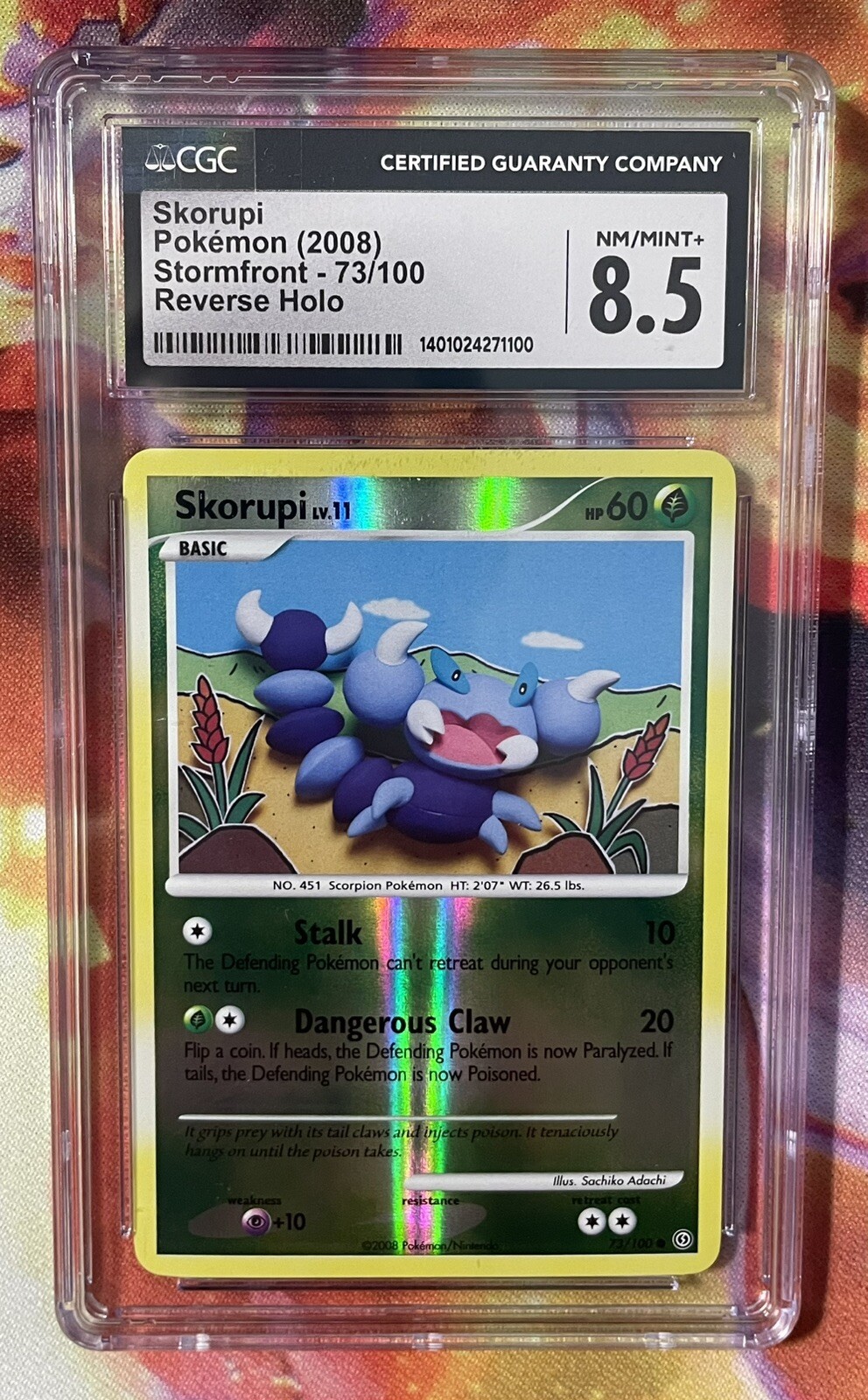 2008 Pokemon Stormfront #73/100 Skorupi Reverse Holo CGC 8.5 MINT