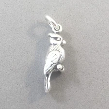 .925 Sterling Silver 3-D CARDINAL CHARM Pendant NEW Bird Blue Jay Finch 925 BI12