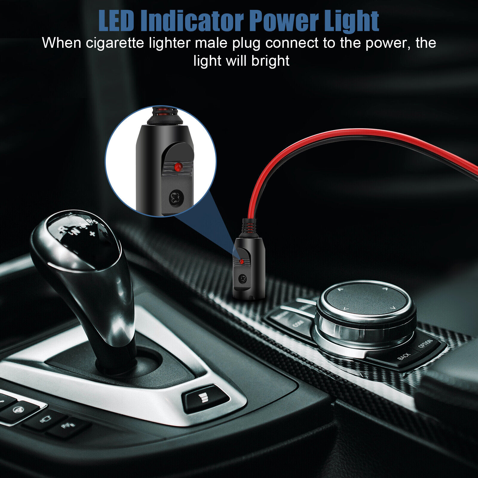 2Pcs Fused Male Car Cigarette Lighter Socket Plug Connector Cable Leads 12V~24V