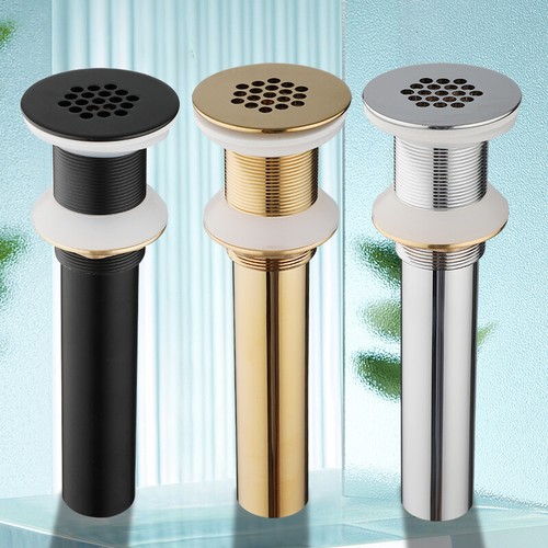  Black/Gold/Chrome Bathroom Pop Up Drain Without Overflow Sink Basin Vessel Set - Picture 1 of 28