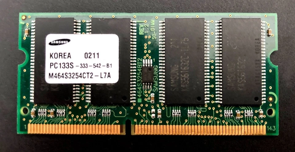 256MB 3.3V PC133 SODMM, Samsung, M464S3254CT2-L7A - Image 2 of 3