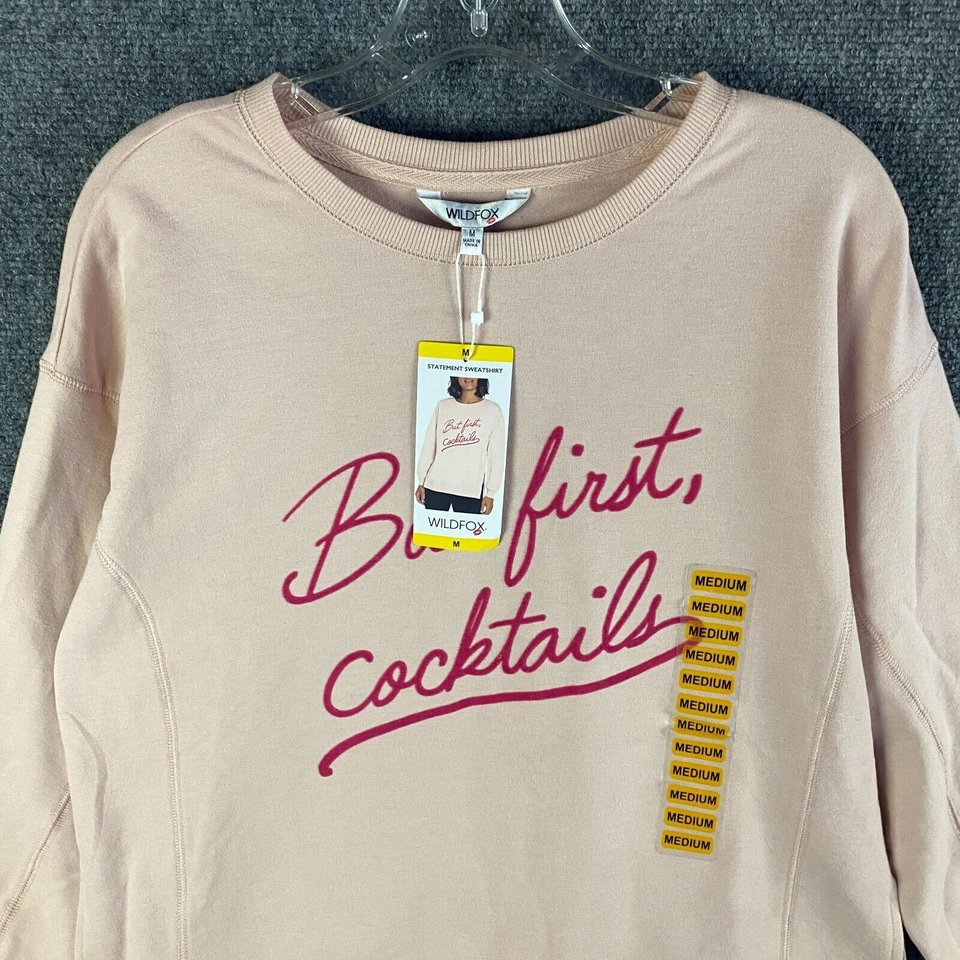 Sudadera para mujer Wildfox mediana rosa pulóver mezcla de algodón informal nueva con etiquetas Foto 2 de 4
