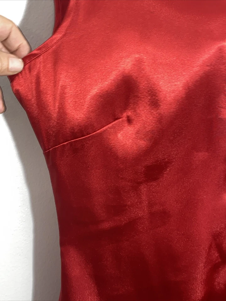 Lord & Taylor 睡衣尺寸大号缎面丝质亚洲风格红色无袖性感睡衣 — 第 4/4 张图片