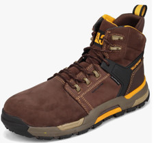 Botas industriales de trabajo impermeables Caterpillar para hombre EDGE Comp Toe cuero marrón