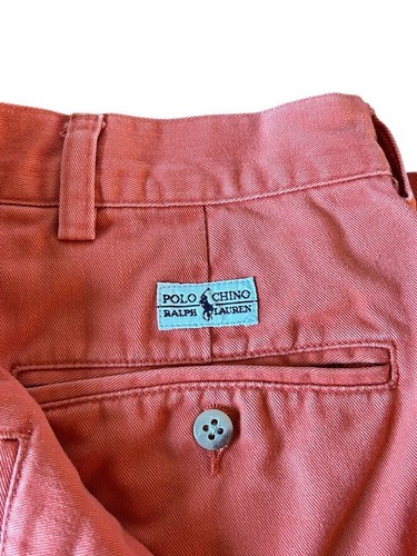 Vintage Polo Ralph Lauren Shorts Mens Orange 38 Pleated Tyler Short Cotton Chino - Picture 5 of 7