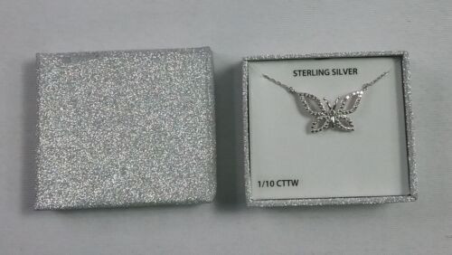 New, Fashion Jewelry Sterling Silver Faux Diamond Butterfly Necklace