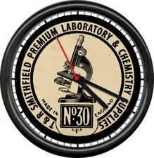 Retro Vintage Science Chemist Lab Miscroscope Teacher Classroom Sign Wall Clock