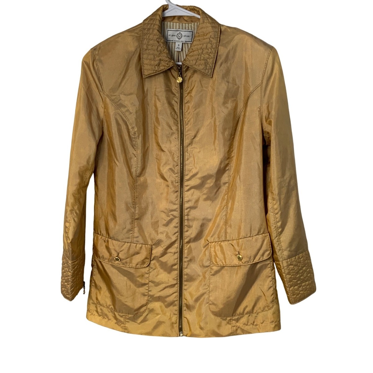 ジャケット GOLDEN Women Jackets G34WP166A2 Green VTG St. John Sport Women's Gold Jacket Small Zip Italy