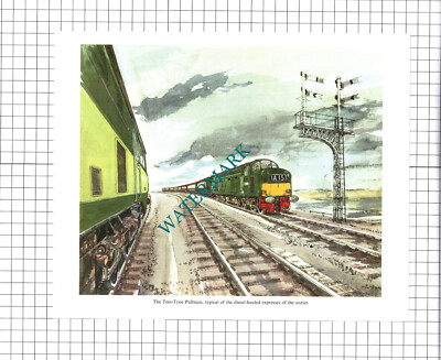 TEES-TYNE Pullman Railway Train Engine - 1965 Print