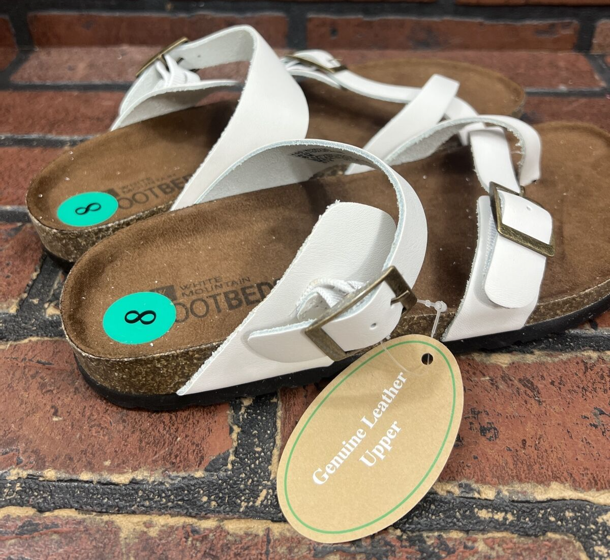 White Mountain Footbeds Women's Gracie Leather Slides Sandals