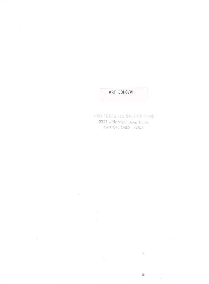 Original Autograph PSA/DNA of Art Donovan of the Balt. Colts, 8x10 headshot, #2 - Image 2 of 2