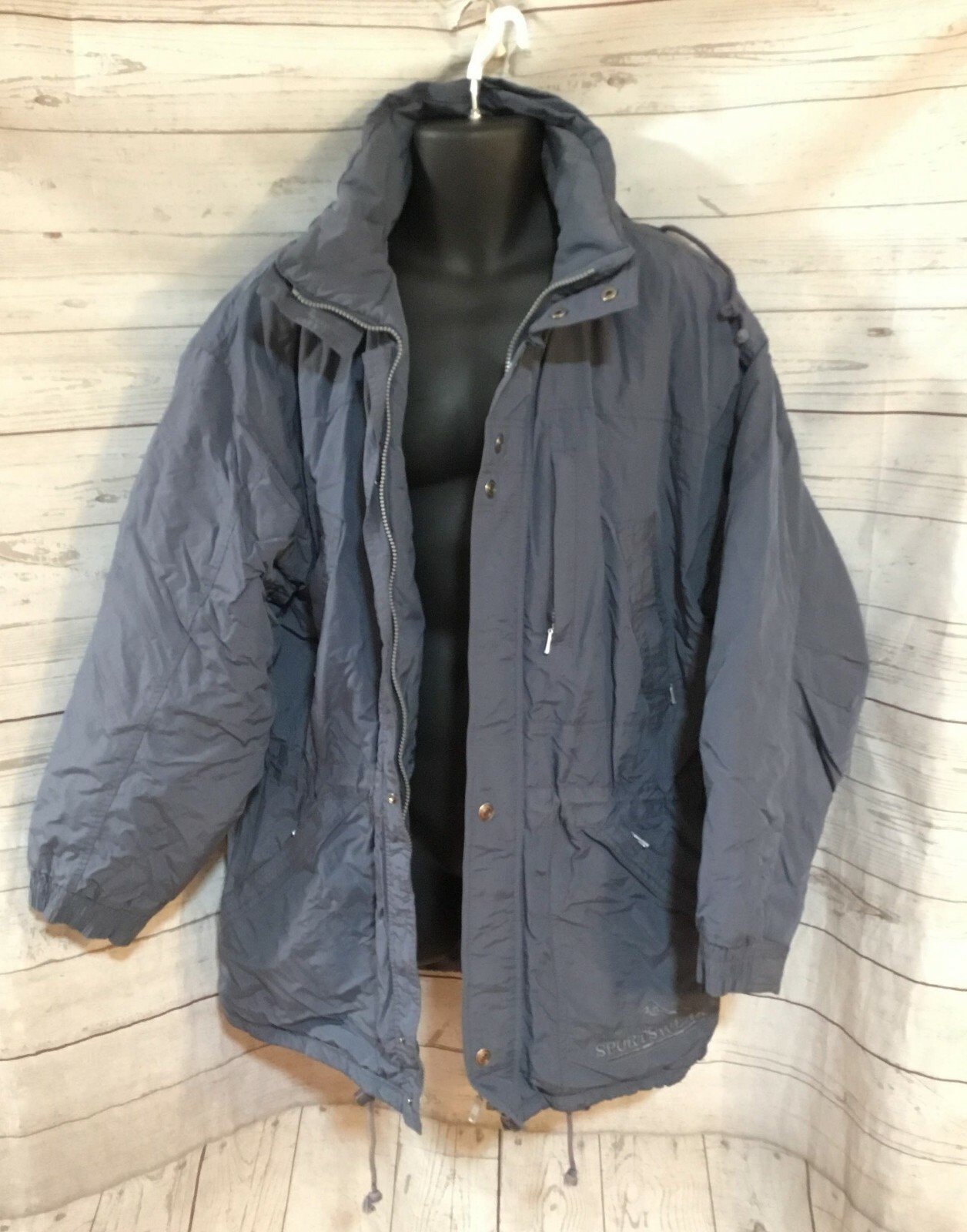 James Dillon Sportswear Men’s Gray Blue Windbreaker Jacket Hooded