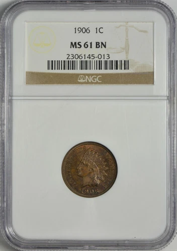 1906 Indian Cent NGC MS61 Brown - Nice for the Grade