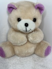Vintage Dan Dee Plush Bear 11 Inch Peach Color Purple Ears Feet