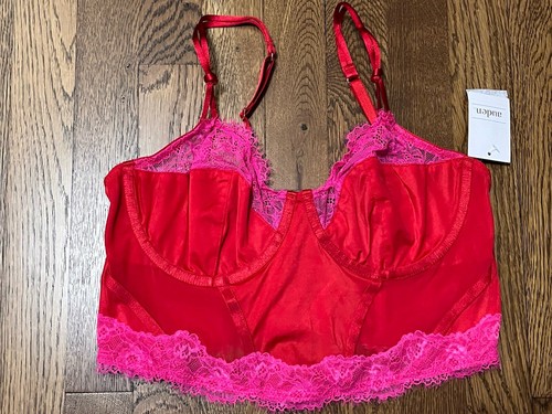 Auden Women's Size Medium Unlined Long Line Underwire Bralette Red - Picture 4 of 6