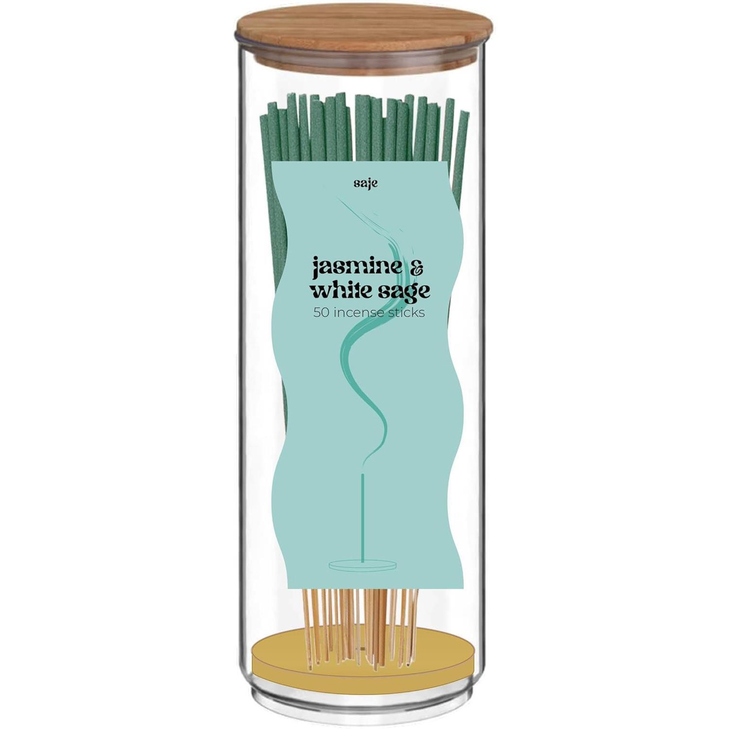 Incense Sticks Joss Stick 50 Pack Storage Jar Aromatherapy Jasmine White Sage