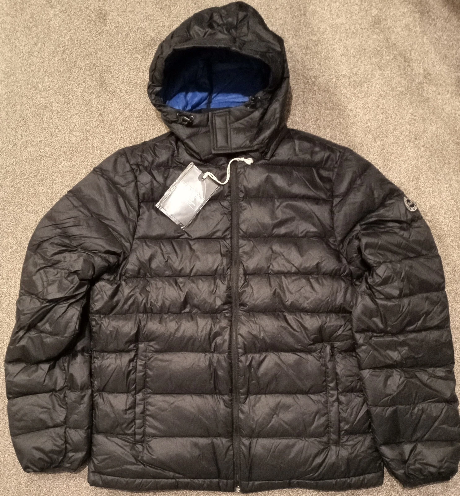 Abercrombie And Fitch Down Filled Packable Hooded Puffer Jacket Black Medium New