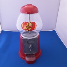 VINTAGE JELLY BELLY BEAN DISPENSER Metal Glass Gumball Machine Mancave RED