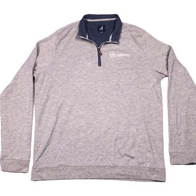 Johnnie-O Mens 1/4 Zip L/S Performance Cotton Polyester Blend Pullover Gray   XL