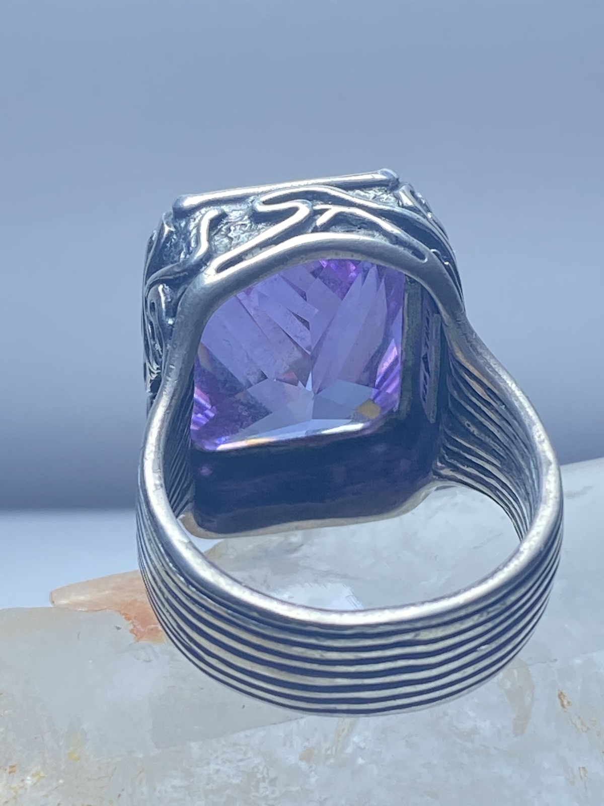 Silpada Ring Statement Purple bulky sterling silv… - image 13
