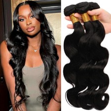 400G Thick 4 Bundles Brazilian Virgin Human Hair Extensions Weave Weft 8"-30" US