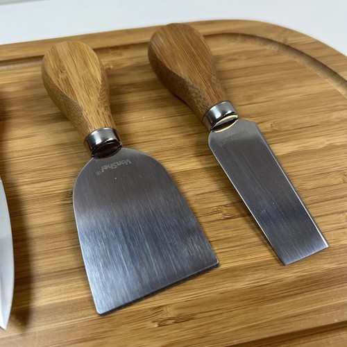 VonShef Wood Sliding Charcuterie Tray Cheese Serving Board 4 Piece Utensils - Picture 6 of 14