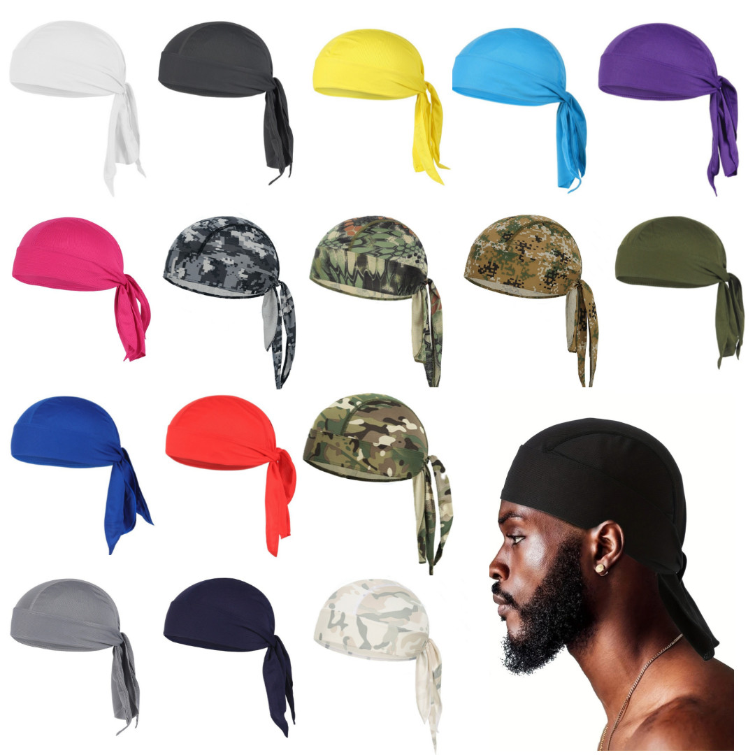 Durag Pirate Bandana Skullcap 29 Colores Secado Rápido Ejército Camuflaje Headwraps Bicicleta