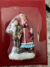 Mother & Son Going Christmas Shopping St. Nicholas Square Village NIB