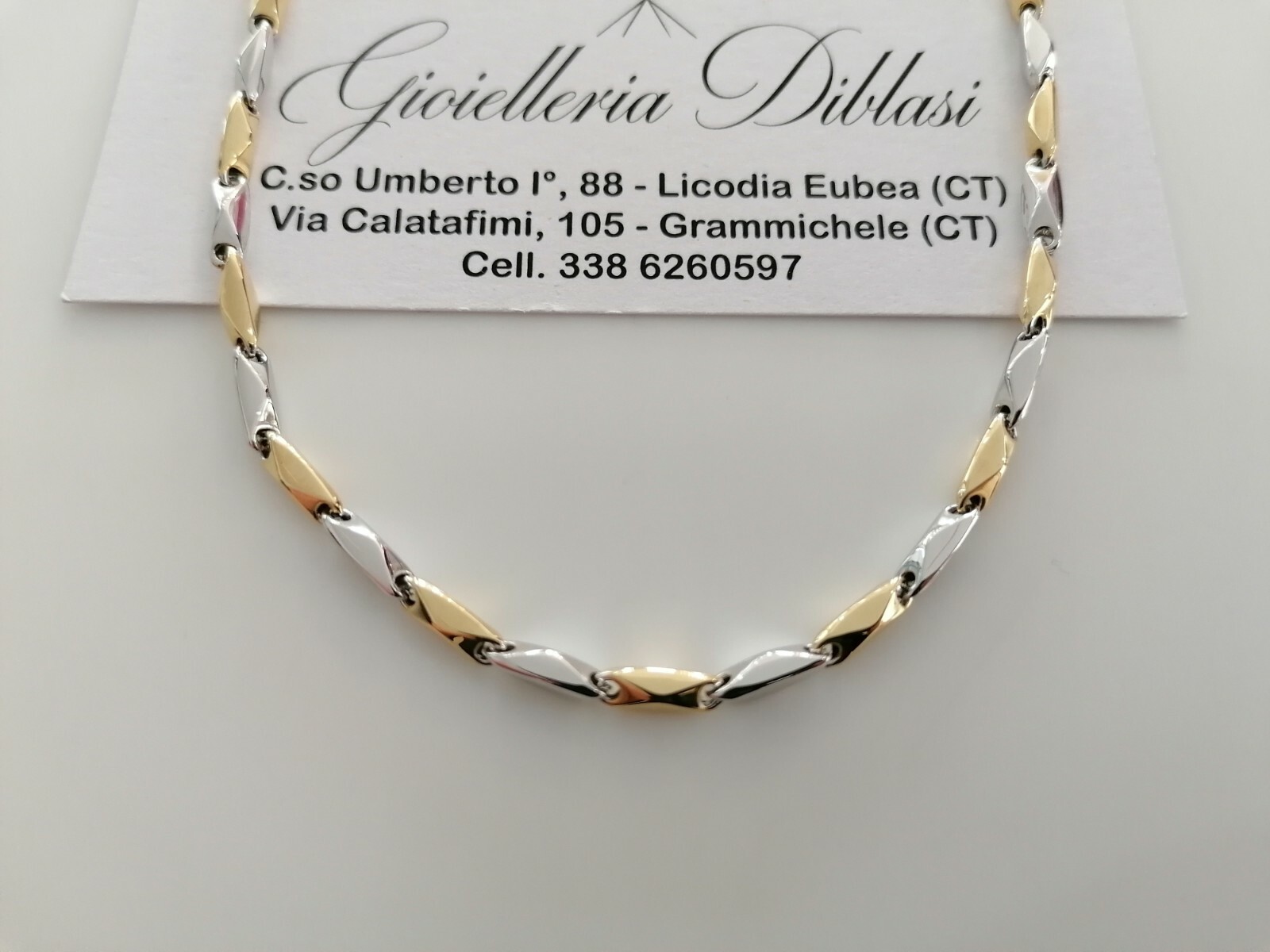 18K OR JAUNE BLANC Chaîne COLLIER Massif Bicolor Maille Homme Femme 750% Italie