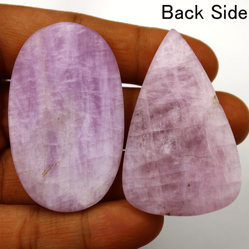2 Pcs Natural Kunzite Untreated 53.3mm-53.7mm Top Grade Cabochon Loose Gemstones - Picture 7 of 11