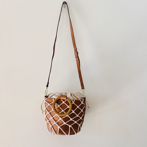 Sportsgirl Handbag Carry Bag Womens PU Faux Leather Tan Drawstring Long Strap - Picture 12 of 24