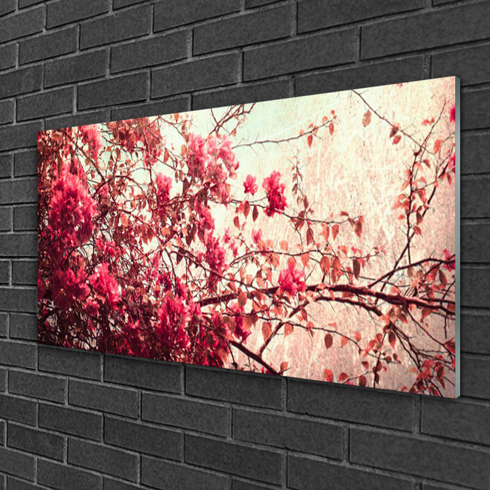 Tableau sur verre 100x50 nature branches pour illuminer un mur sombre