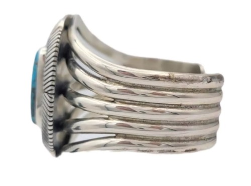Melvin Francis Bracelet Cuff Sterling Silver Split Shank with Natural Turquoise - Picture 4 of 5