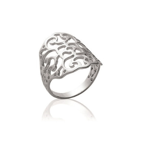 Bague large ajourée en argent massif 925 rhodié pour femme taille 54