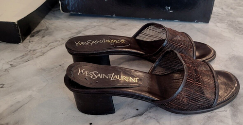 Yves St. Laurent NICOLE Leder/Netz/Schuhe; offene Pantoletten Sandalen; 5,5M; ITALY/TLC - Bild 21 von 24