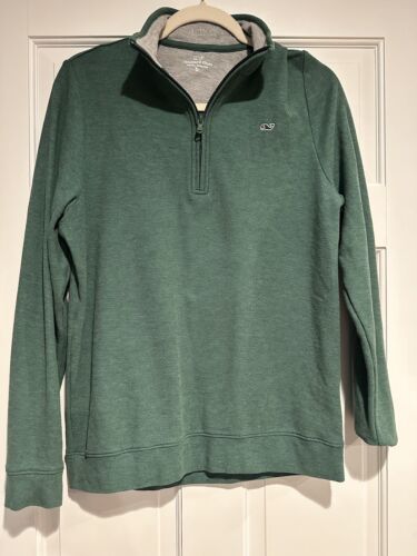 Vineyard Vines Pullover 1/4 Zip Sweater Boys XL Green Long Sleeve Cotton - EUC! - Picture 1 of 6