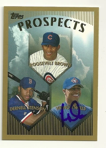 VERNON WELLS 1999 TOPPS SIGNED # 436 BLUE JAYS