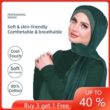 Women Muslim Hijab Solid Color Turban Long Headscarf Islamic Ombre Shawl Wrap