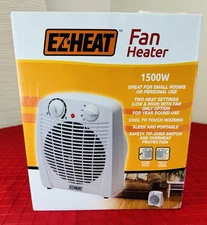 NEW - EZ Heat Personal/Small Room- Fan Heater-750 1500W-2Heat Setting-5120 BTU