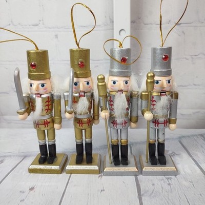 Lot of 4 Wooden Christmas Nutcracker Ornaments 5'' Standing Christmas Decor