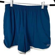 Reebok Play Dry Blue Athletic Shorts White Trim Inner Drawstring Women's Size M