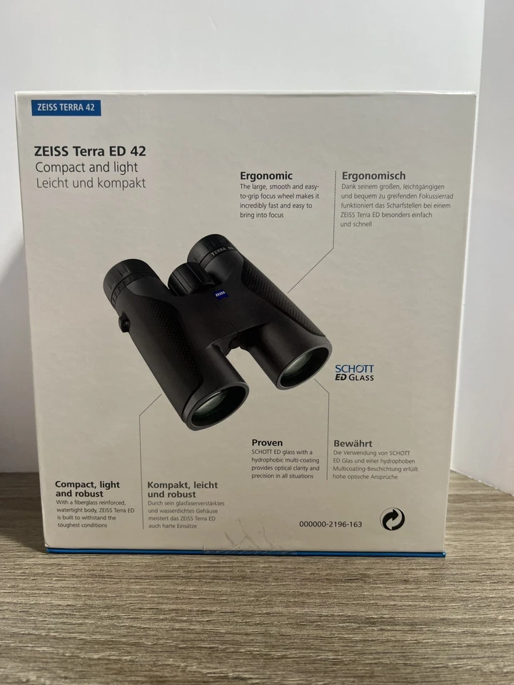 Zeiss Terra ED 10 x 42 Binoculars Black/Gray - New Sealed Box - Image 4 of 4