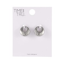 NEW Silver-Tone Huggie Hoop Earrings Hinged Minimalist Lightweight Women Gift