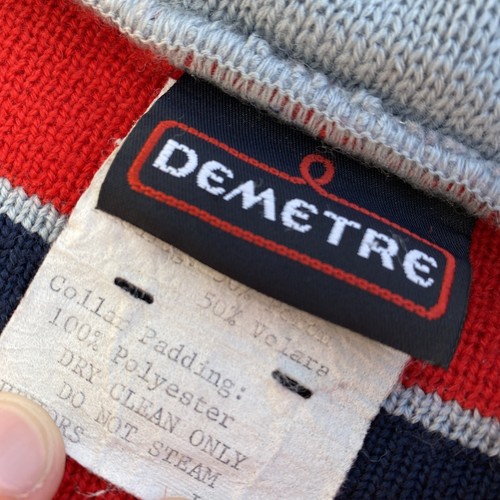 Vintage Demetre Ski Sweater Padded Blue Red Navy Quarter Zip XS - Picture 4 of 5