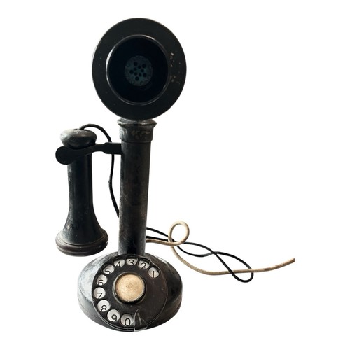 Vintage Telephone Candlestick Phone Rotary Dial Black For Parts Or Repair