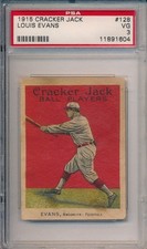 1915 CRACKER JACK #128 LOUIS EVANS - PSA 3 VG (SVSC) CENTERED!