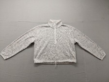 Dkny Sport Women Sweater Gray 1/4 Zip Pullover Long Sleeve Kangaroo Pockets City