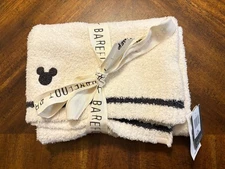 Disney Parks Barefoot Dreams Mickey Mouse Scraf Cream Black New Super Soft