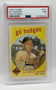 1959 Topps Gil Hodges White Back #270 PSA 7 NM