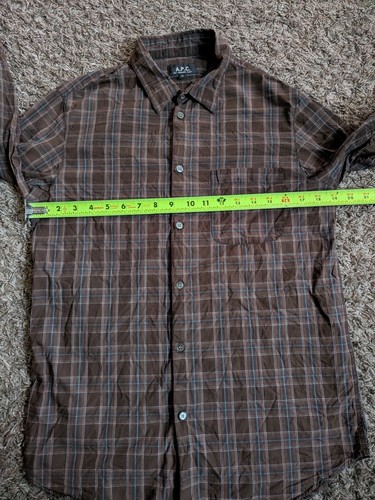 A.P.C. Rue Madame Paris Brown Multi Long Sleeve Cotton Button Up Men's M - Picture 4 of 8
